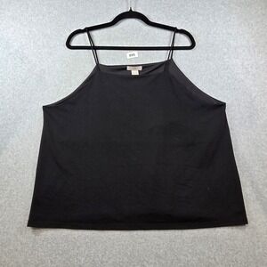 HM Womens Black Spaghetti Strap Square Neck Camisole Tank Top XL Crepe Texture
